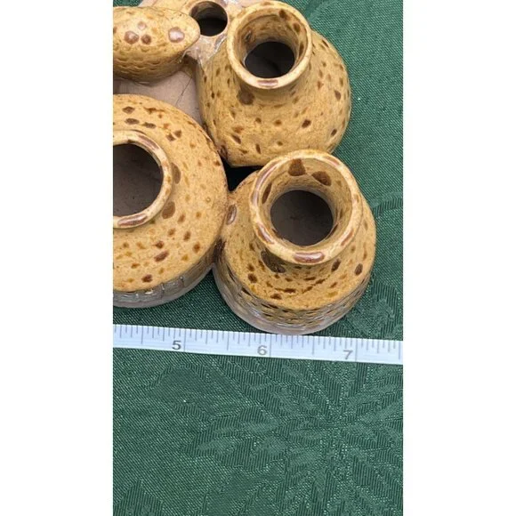 VTG Unique speckled glaze pottery cluster vase various sizes with owls - Picture 5 of 6